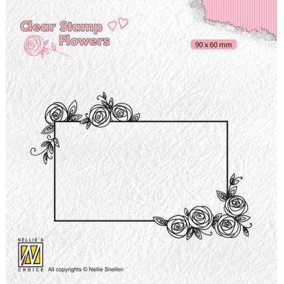 Nellie‘s Choice Clear Stamp - Flowers Rechteckrahmen mit Rosen